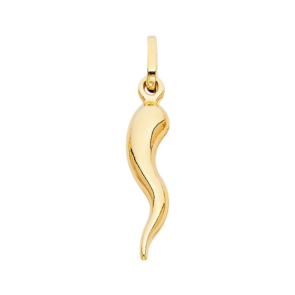 14K Yellow Gold  Cornicello Italian Horn Pendant